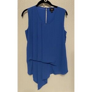 Mossimo Women Sleeveless Classic Business Core Blouse RoyalBlue Pleated Accent